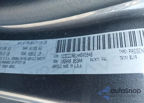 2017 Chrysler 200 Limited Platinum z USA, uszkodzony, nr VIN 1C3CCCAB1HN503948